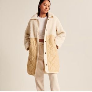 NWOT Abercrombie XS Women's Long-Length Sherpa Liner Jacket